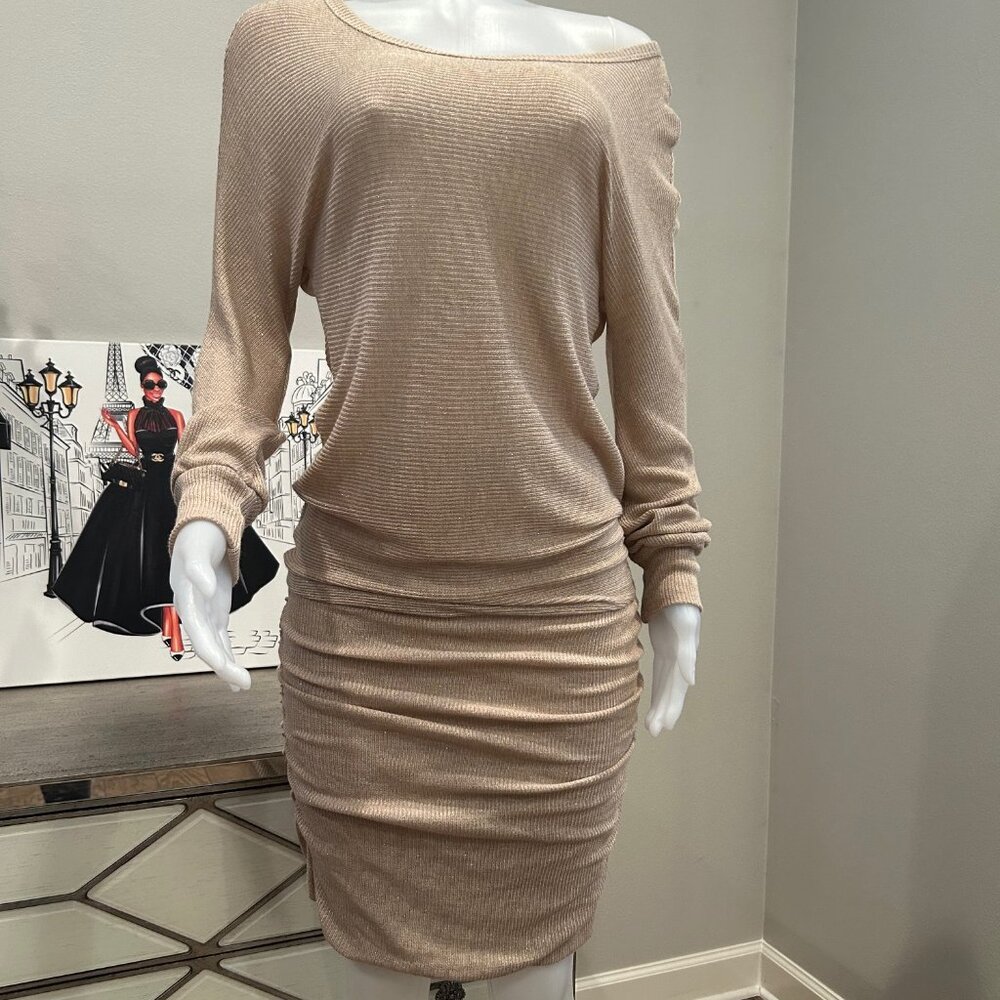 Michael Stars Dolman-Style Sleeved Dress in Gold Metallic
